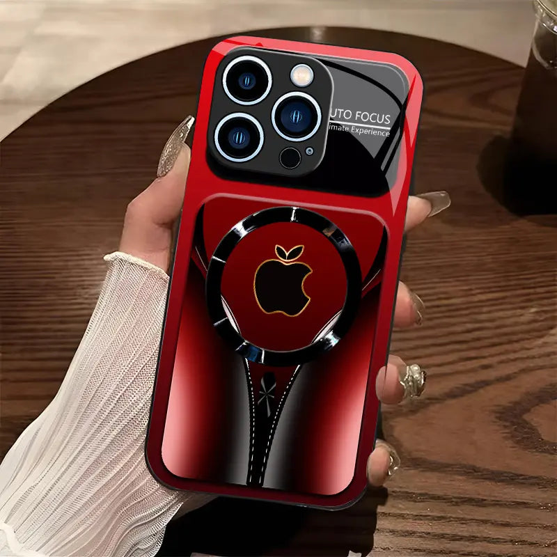 Luxury Flowing Light Aesthetic MagSafe Case - Anti-Scratch Magnetic Glass Cover for iPhone 11 to 17 Pro Max
