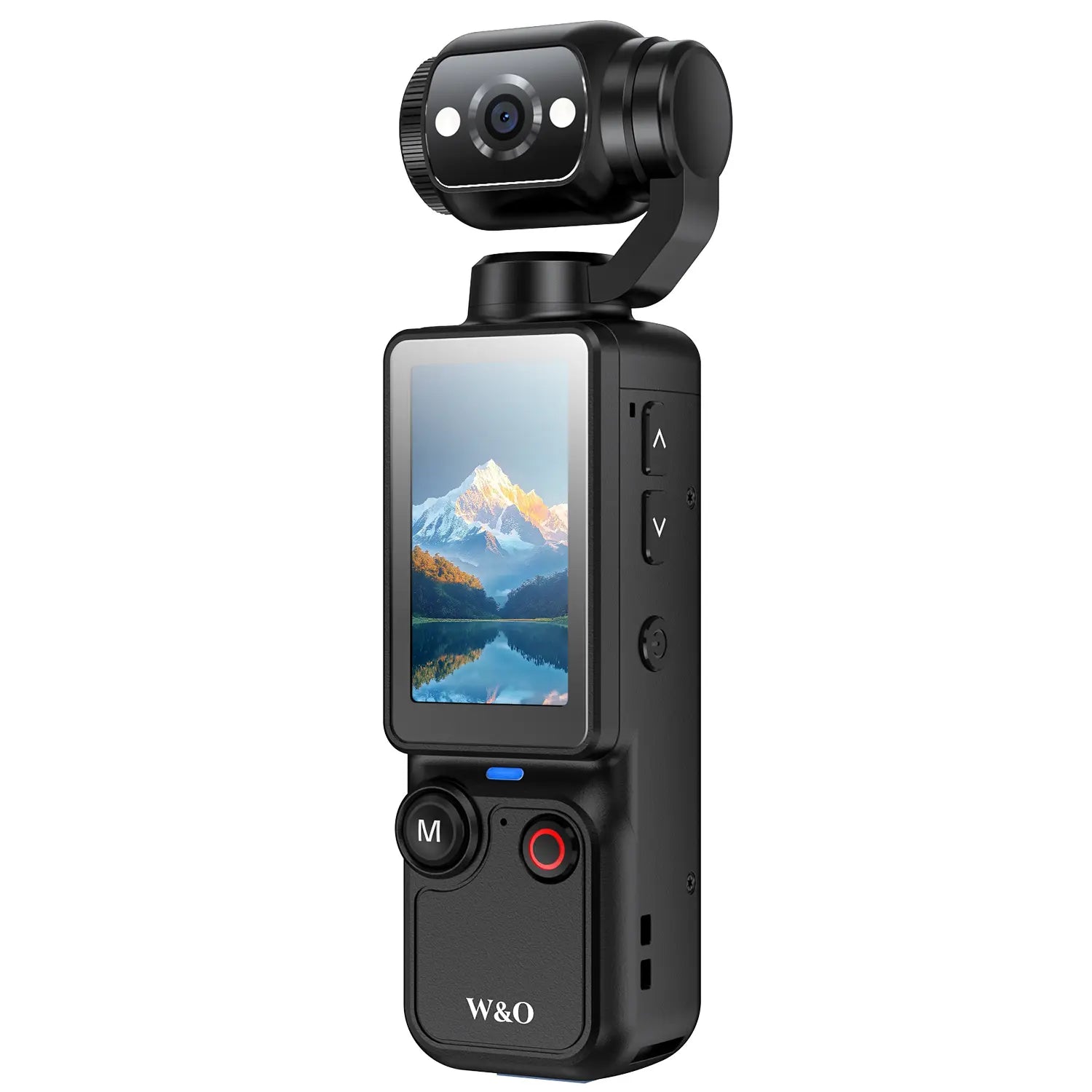 W&amp;O Portable 2.5K Ultra HD Video Recorder with 180° Rotating Lens and Handheld Stabilizer for Vlogging and Travel, USB Rechargeable, Durable Camcorder in Black