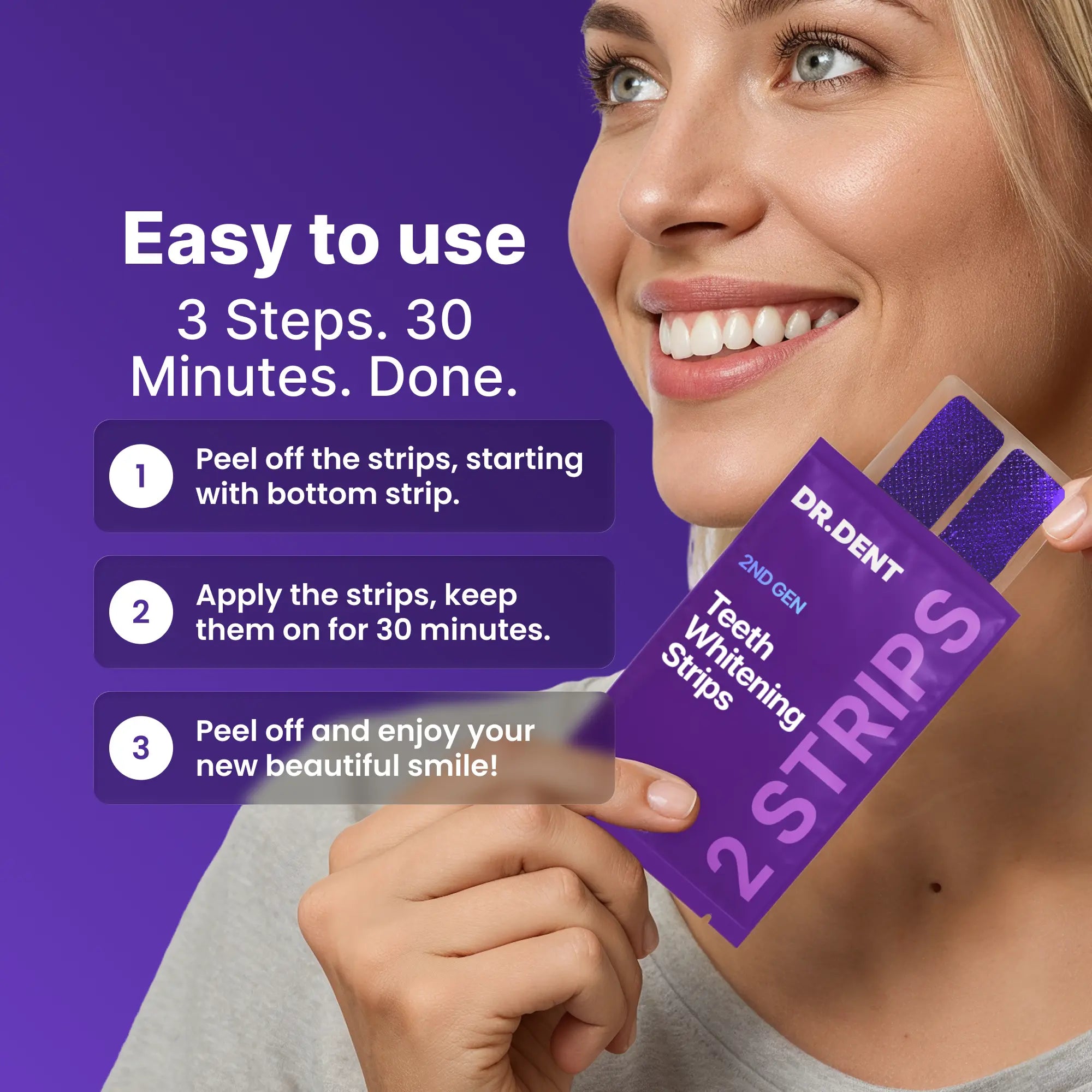 Purple Teeth Whitening Strips Peroxide Free
