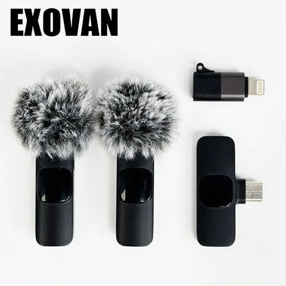 Professional Wireless Mini Microphone Set for iPhone/Smartphones - Dual Lapel Mics with Enhanced Audio Clarity for Video Recording, Interviews, and Vlogging - Noise Reduction and High-Quality Stereo Sound