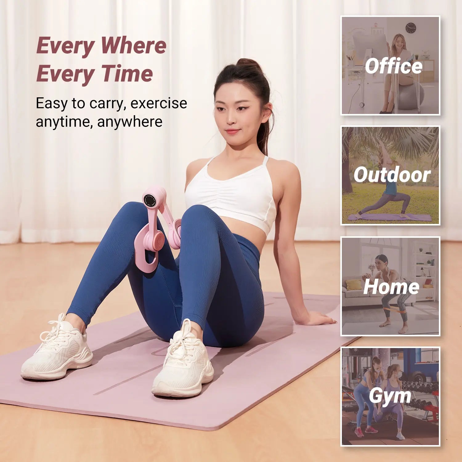 Merach Thigh Trainer - Home Fitness Equipment for Inner Thighs, Legs, and Arms with Optional Versions: Standard, Strap, Smart Counter (Blue)