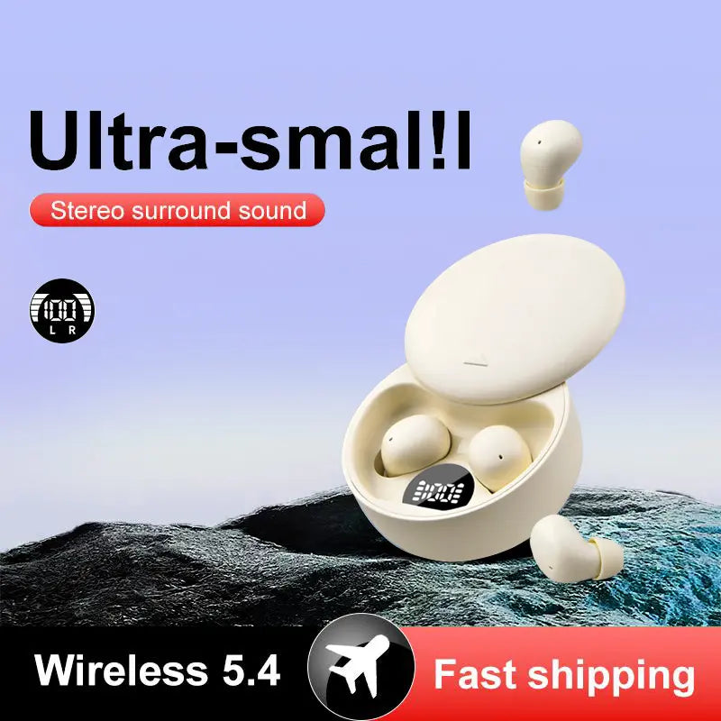 Mini Invisible Bluetooth 5.4 True Wireless In-Ear Earphones with Noise Cancellation for Sports and Gaming