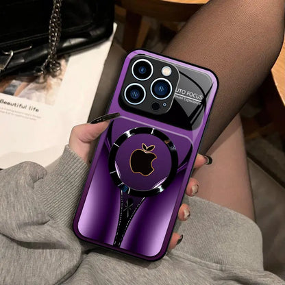 Luxury Flowing Light Aesthetic MagSafe Case - Anti-Scratch Magnetic Glass Cover for iPhone 11 to 17 Pro Max